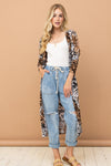 Helen Leopard Kimono Open Front Longline Cardigan