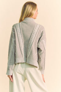 Grace Cable-Knit Turtleneck Dropped Shoulder Sweater