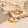 Bria Stainless Steel Inlaid Zircon C-Hoop Earrings