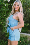 India Tied Spaghetti Strap Denim Romper