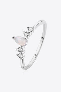 Laura Pear Shape Opal Inlaid Zircon Ring