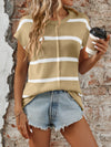 Khalani Striped Round Neck Short Sleeve Knit Top