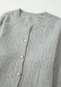 Vivian Openwork Button Down Long Sleeve Cardigan