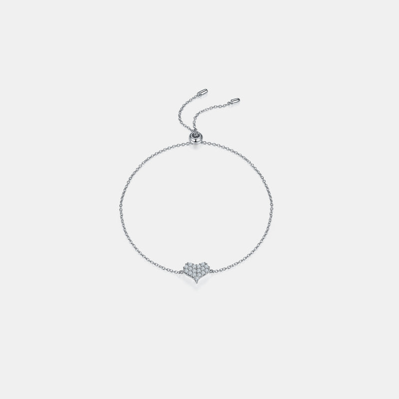 Fatima Moissanite 925 Sterling Silver Heart Bracelet