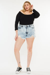 Kenia Distressed High Waist Denim Shorts