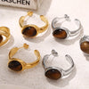 Lennox Stainless Steel Natural Tiger's Eye C-Hoop Earrings