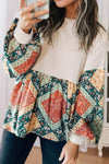 Cecilia Printed Round Neck Long Sleeve Blouse