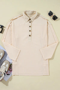 Ruth Half Button Long Sleeve Top