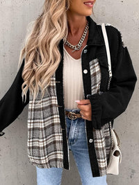 Alaina Plaid Button Up Dropped Shoulder Jacket