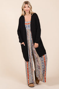 Lydia Open Front Long Sleeve Longline Cardigan