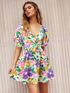 Hayley Printed Surplice Short Sleeve Dress