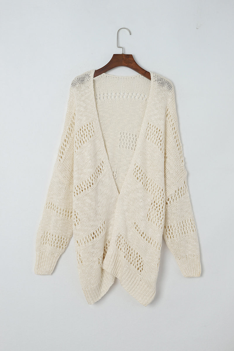 Maeve Openwork Open Front Long Sleeve Cardigan