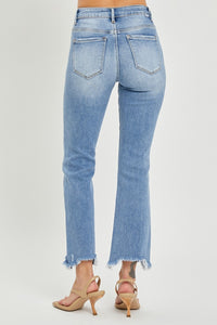 Viviana Frayed Hem Cropped Straight Jeans