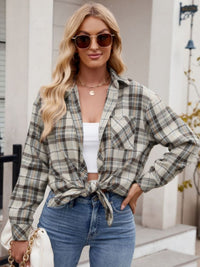 Juniper Pocketed Plaid Collared Neck Long Sleeve Shirt