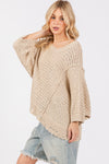 Noor Distressed Asymmetrical Open Stitch Sweater