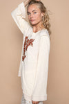 Alaiya Embroidered Round Neck Long Sleeve Knit Top