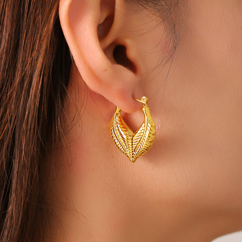 Azariah Titanium Steel Leaf Shape Earrings