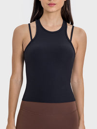 Kamilah Cutout Round Neck Racerback Active Tank