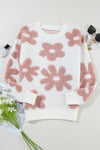 Sophie Flower Round Neck Long Sleeve Knit Top