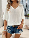 Marlowe V-Neck Batwing Sleeve Knit Top