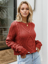 Elodie Cable-Knit Round Neck Dropped Shoulder Sweater