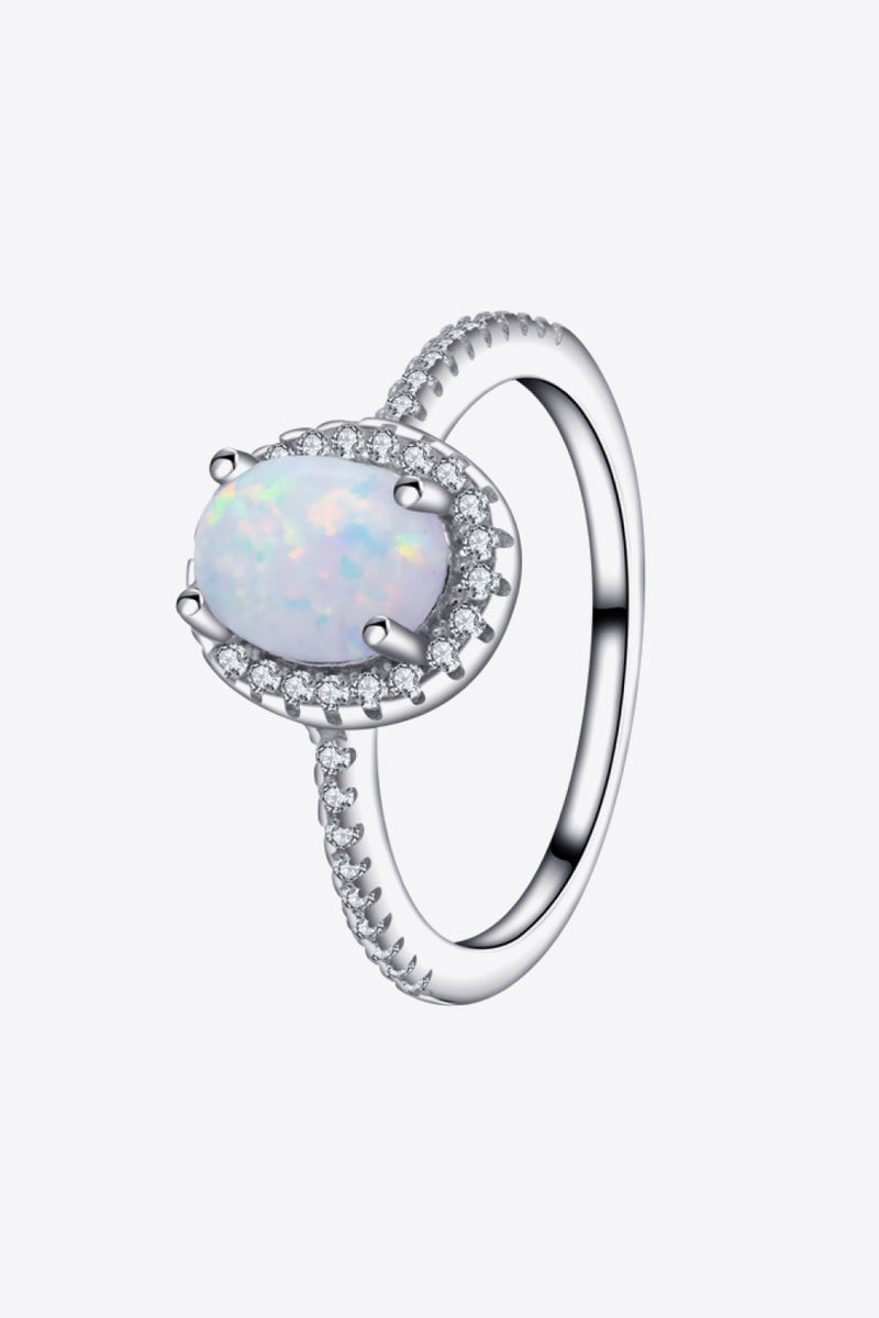 Brooklynn Opal 925 Sterling Silver Halo Ring