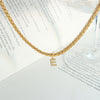 Jazmin Brass Inlaid Zircon Letter Pendant Necklace