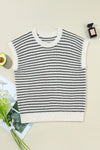 Luisa Striped Round Neck Sweater Vest