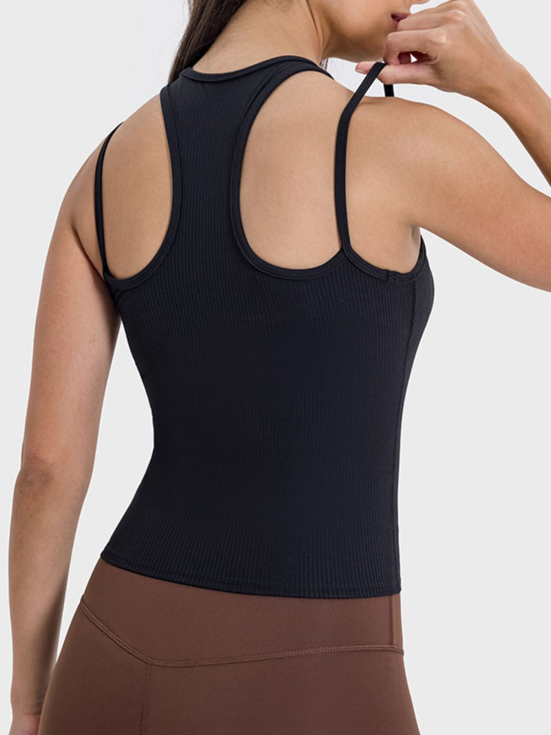 Kamilah Cutout Round Neck Racerback Active Tank