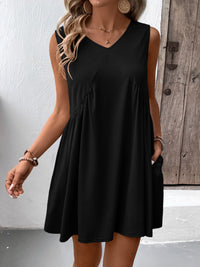 Jordyn Ruched V-Neck Sleeveless Mini Dress