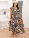 Melina Plus Size Ruffled Printed Cap Sleeve Dress