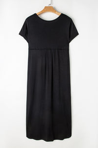 Destiny Slit Round Neck Short Sleeve Maxi Dress