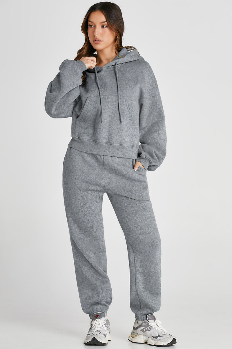 Brianna Dropped Shoulder Hooded Top and Pants Active Set