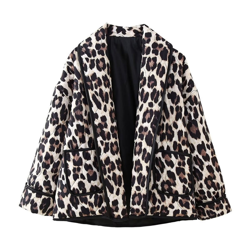 Maddie Leopard Open Front Long Sleeve Outerwear