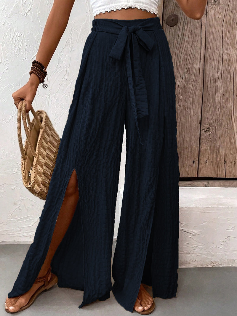 Janiyah Tied Slit Wide Leg Pants