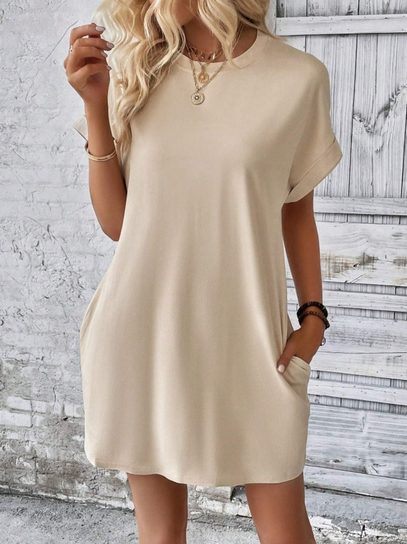 Evelynn Pocketed Round Neck Short Sleeve Dress