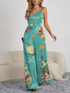 Jocelyn Decorative Button Spaghetti Strap Wide Leg Jumpsuit