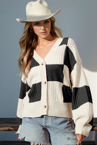 Ariya Checkered Dropped Shoulder Cardigan