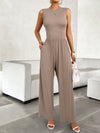 Valery Round Neck Sleeveless Wide Leg Jumpsuit