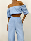 Kamiyah Off Shoulder Long Sleeve Top and Pants Set