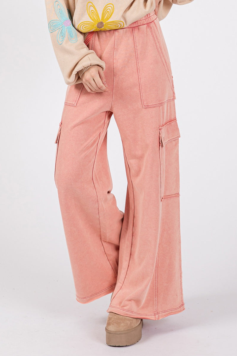 Brynn Knit Terry Mineral Wash Wide Leg Pants