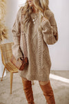 River Cable-Knit Round Neck Sweater Dress