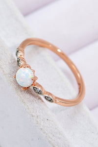 Luciana Opal Contrast Platinum-Plated Ring