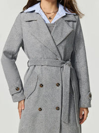 Nora Collared Neck Long Sleeve Longline Coat