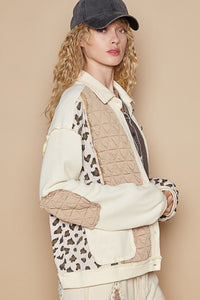 Denver Leopard Exposed Seam Button Up Quilted Jacket