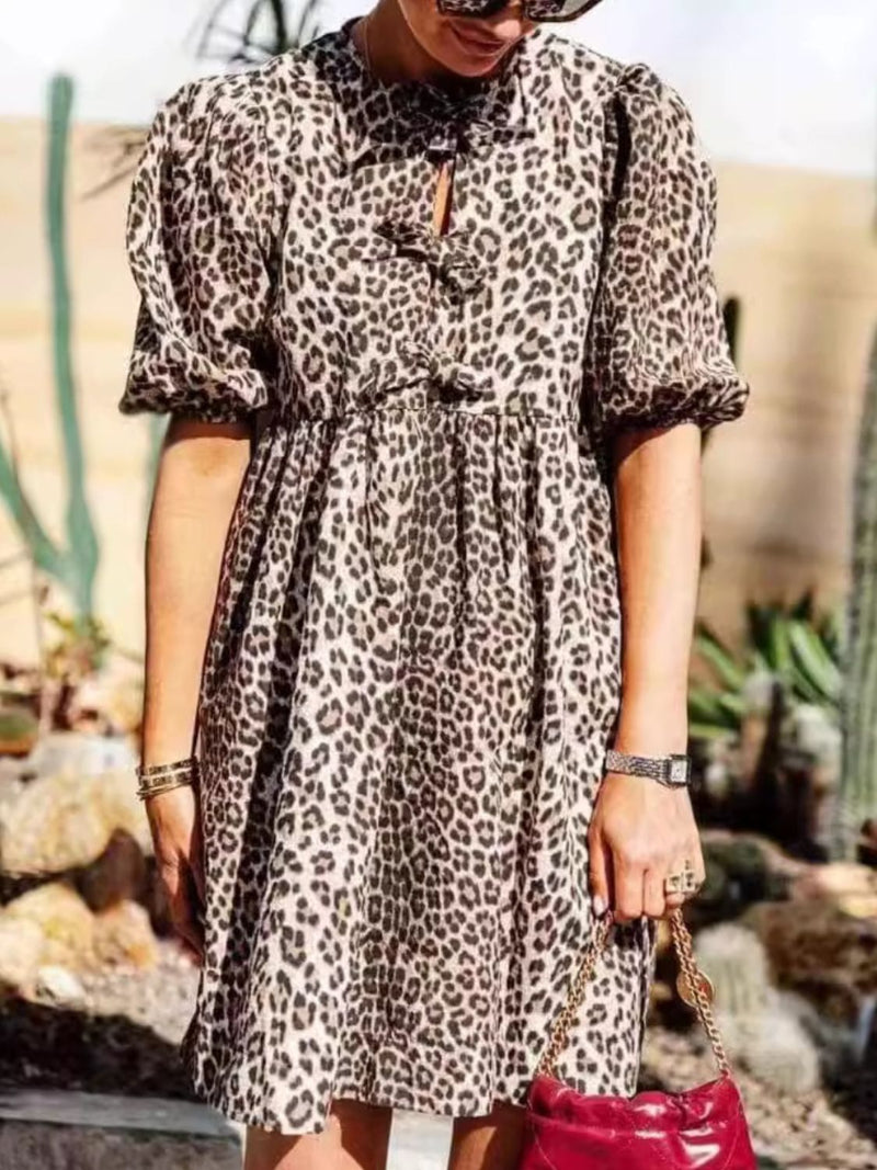 Faith Leopard Short Sleeve Mini Dress