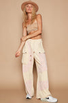 Pearl Crochet Contrast Drawstring Wide Leg Pants