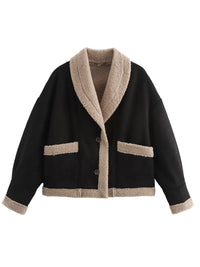 Raina Fuzzy Collared Neck Long Sleeve Jacket