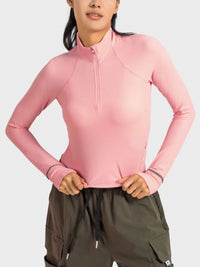 Journee Mock Neck Half Zip Long Sleeve Sport Top