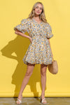 Adalynn Floral Surplice Puff Sleeve Dress